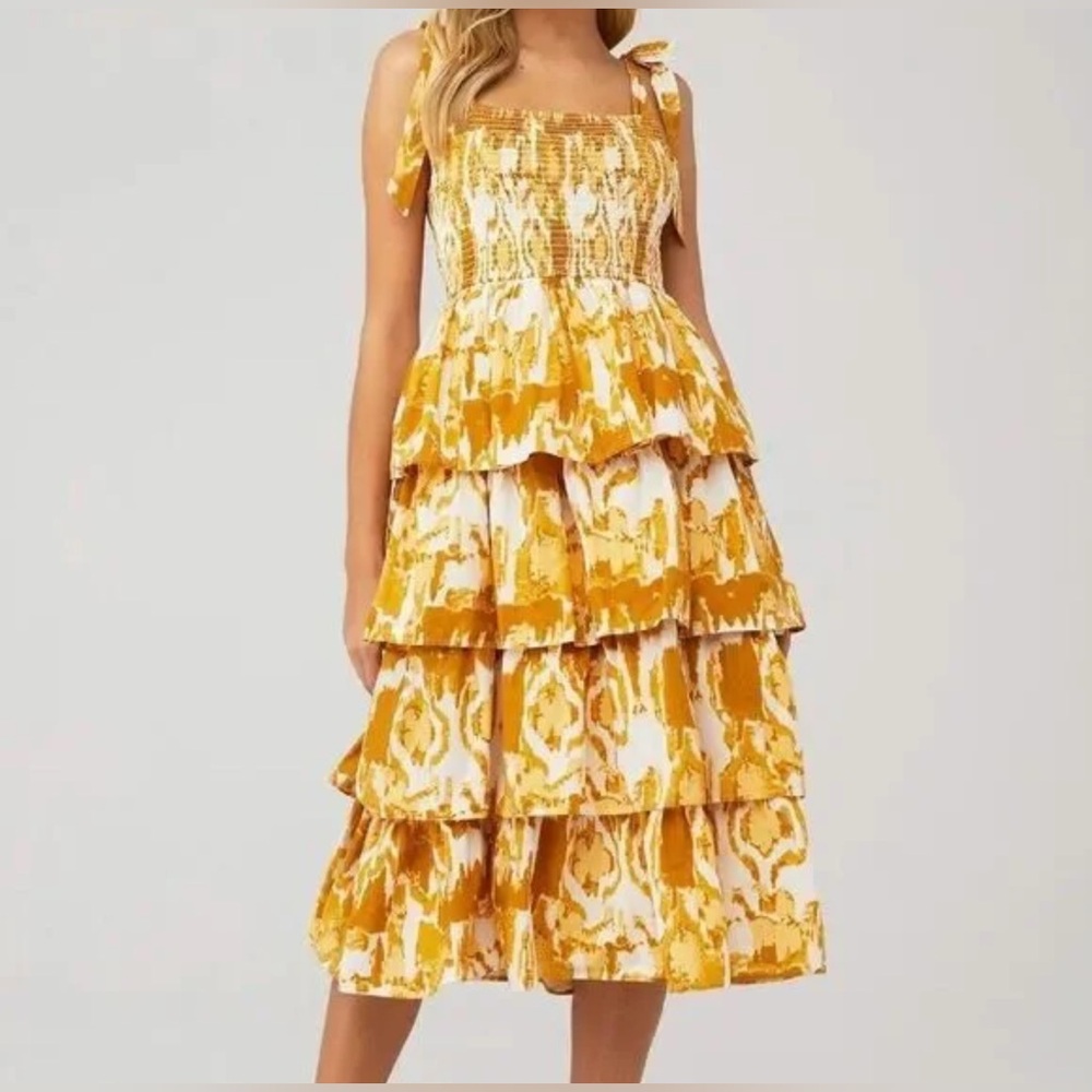Anthropologie Cleobella Shae Ikat Smocked Tiered Dress